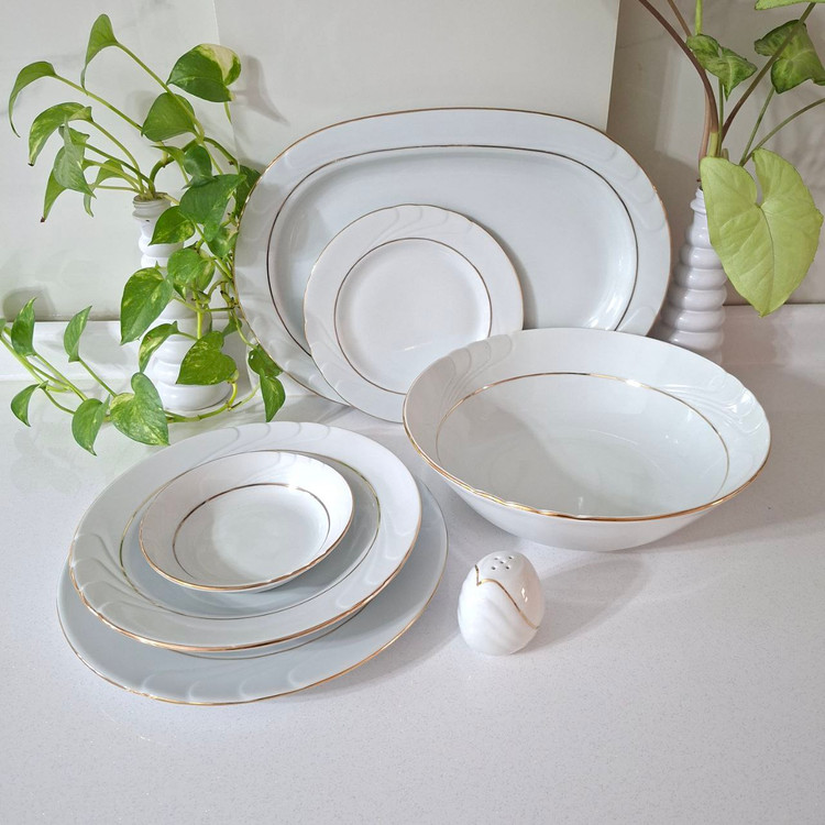 سرویس چینی 28 پارچه پیچ خط طلا مقصود(شش نفره)