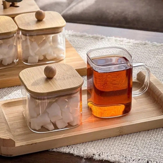 قندان مربع 6*8 پیرکس درب بامبو